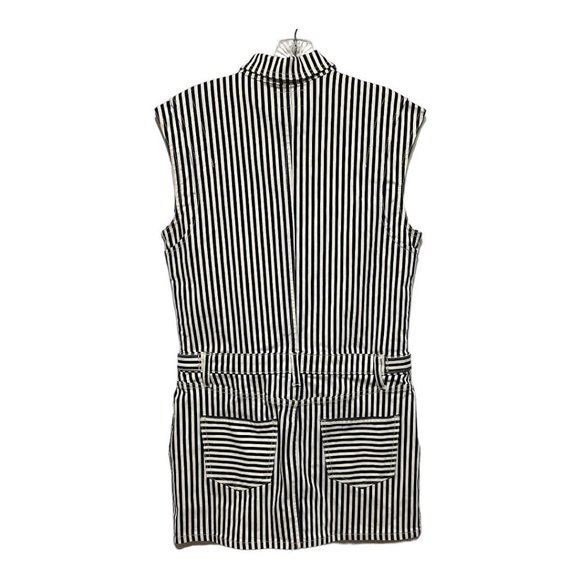 Current/Elliott Medium Black and White Striped Sleeveless Denim Mini Dress EUC - Picture 3 of 6